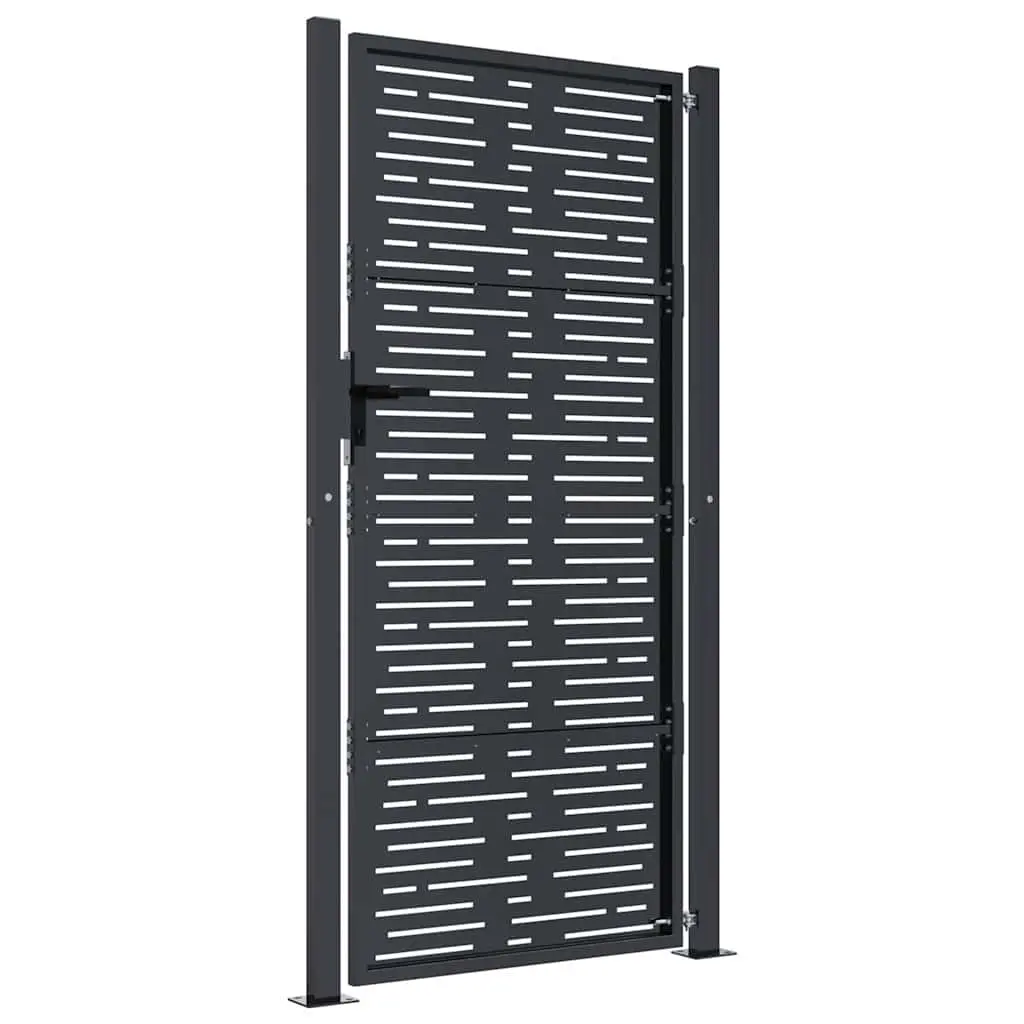 Garden Gate Anthracite 100x200 cm Steel Laser-Cut Square Design Outdoor Fence