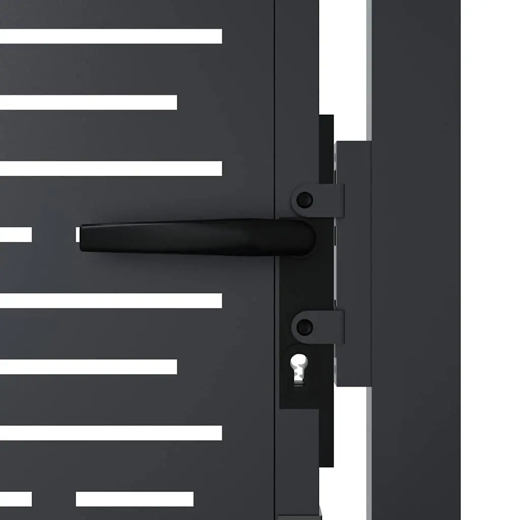 Garden Gate Anthracite 100x200 cm Steel Laser-Cut Square Design Outdoor Fence