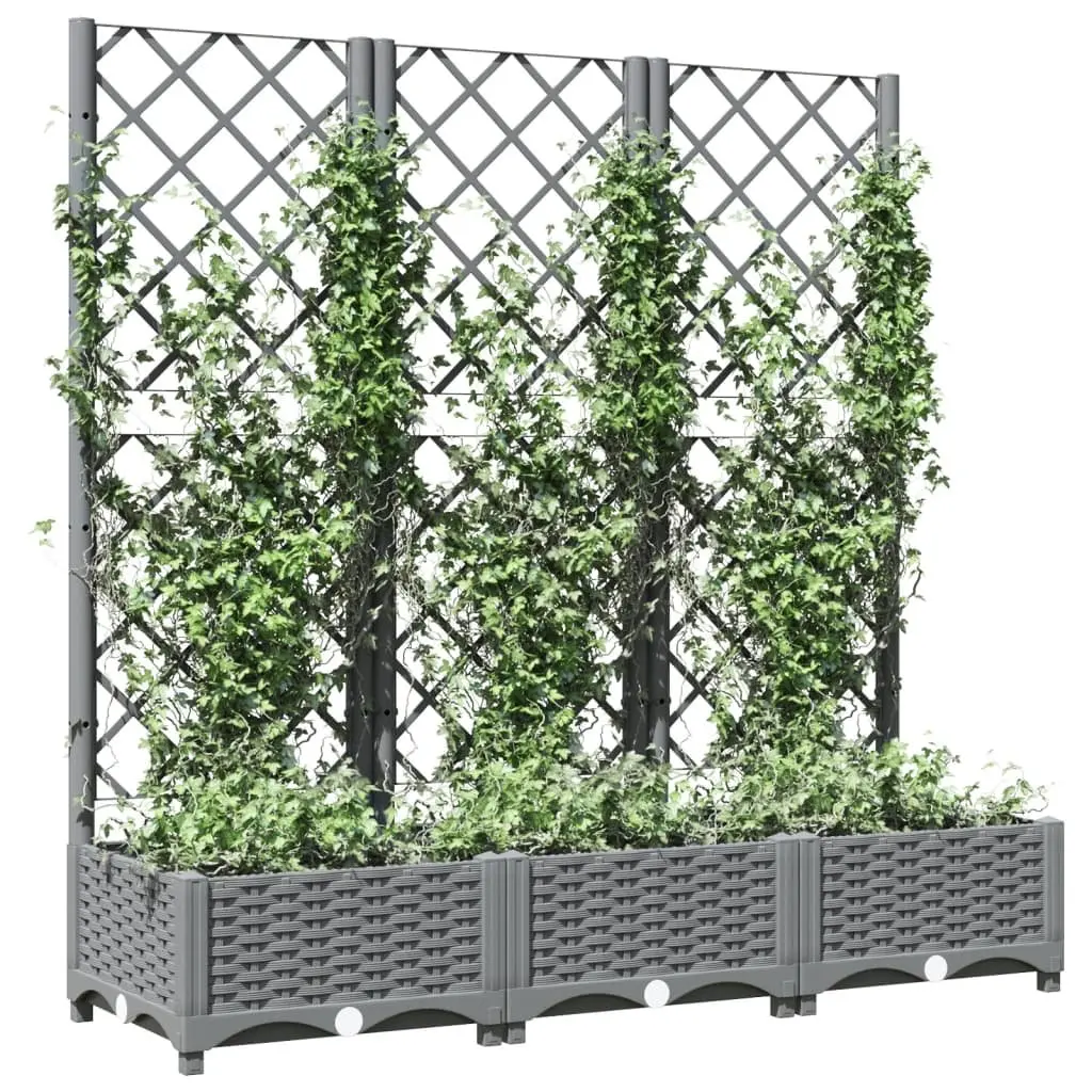 Garden Planter with Trellis for Climbing Plants Grey 120x40x121.5 cm