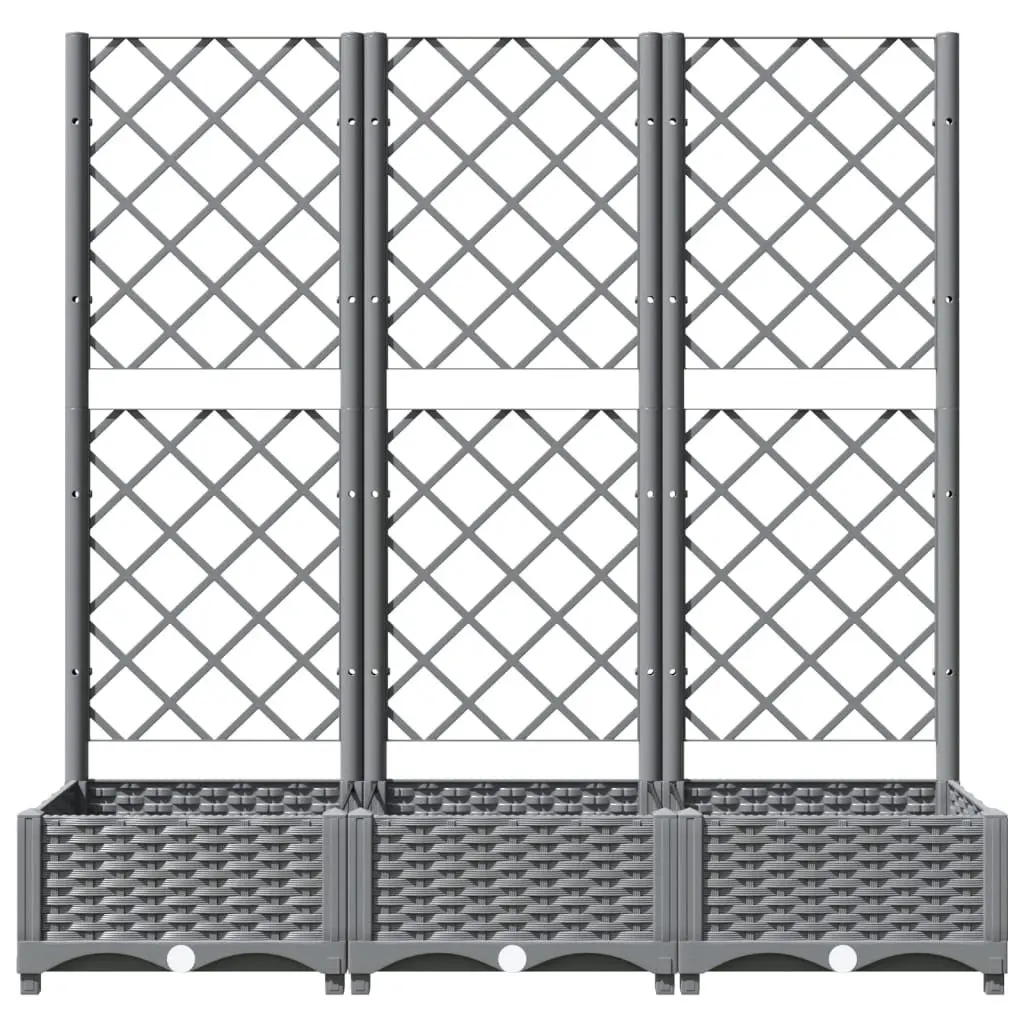 Garden Planter with Trellis for Climbing Plants Grey 120x40x121.5 cm
