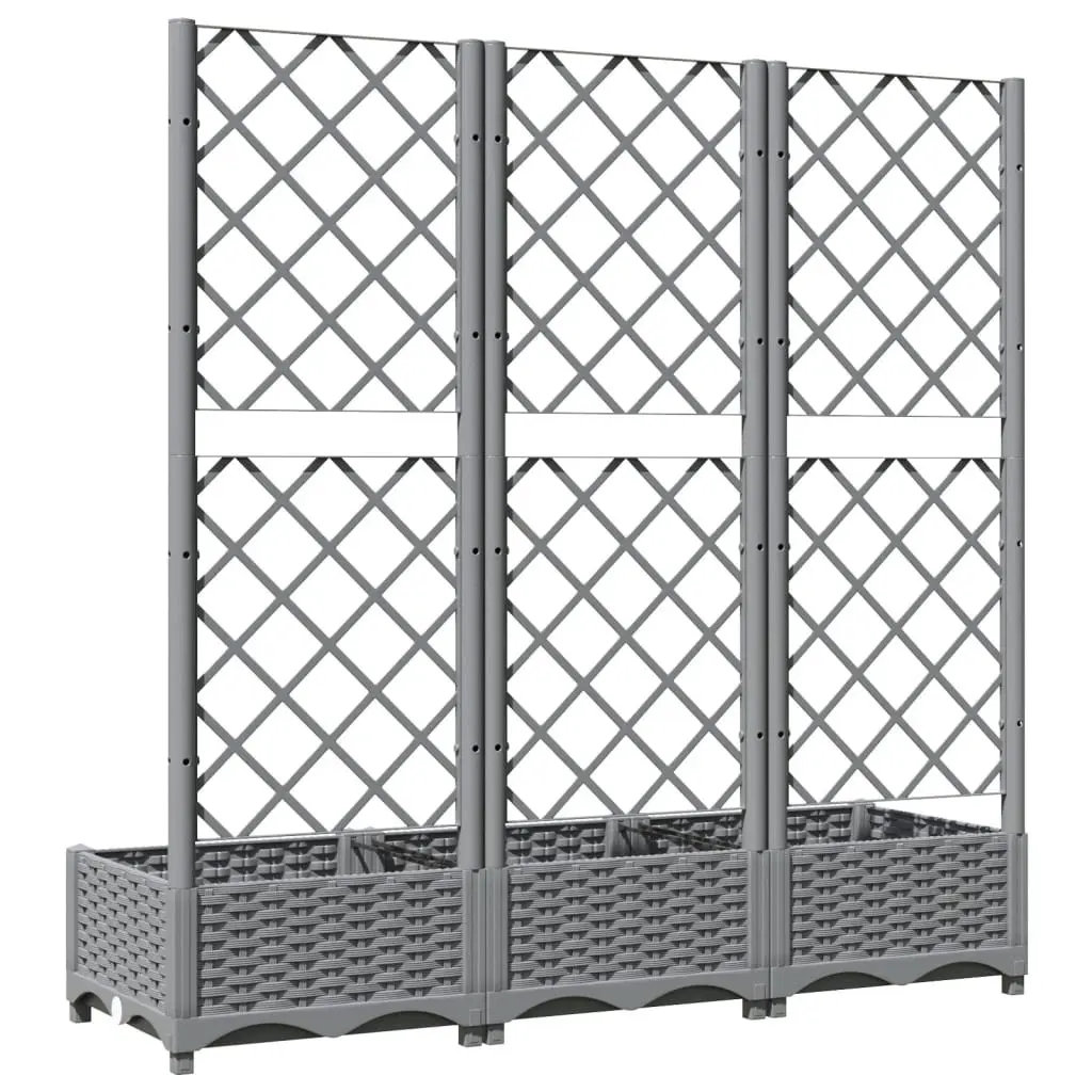 Garden Planter with Trellis for Climbing Plants Grey 120x40x121.5 cm