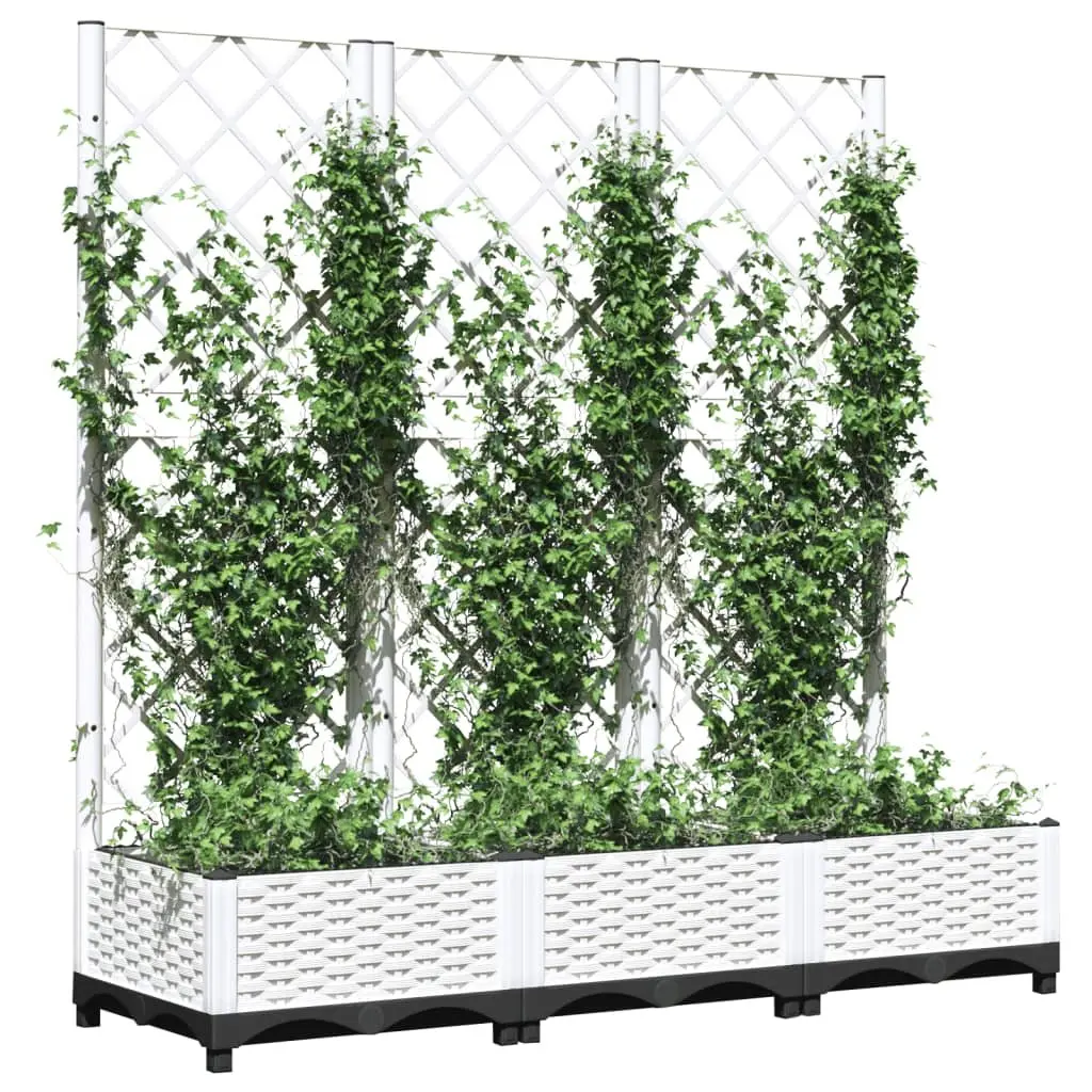 Garden Planter with Trellis White Climbing Plants Support Outdoor Patio Pot