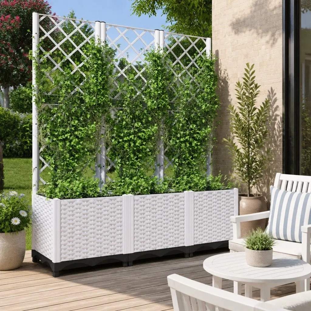 Garden Planter with Trellis for Climbing Plants 120x40x136cm