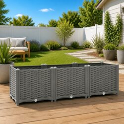 Raised Garden Bed Specifications: 120x40x38cm Grey Polypropylene