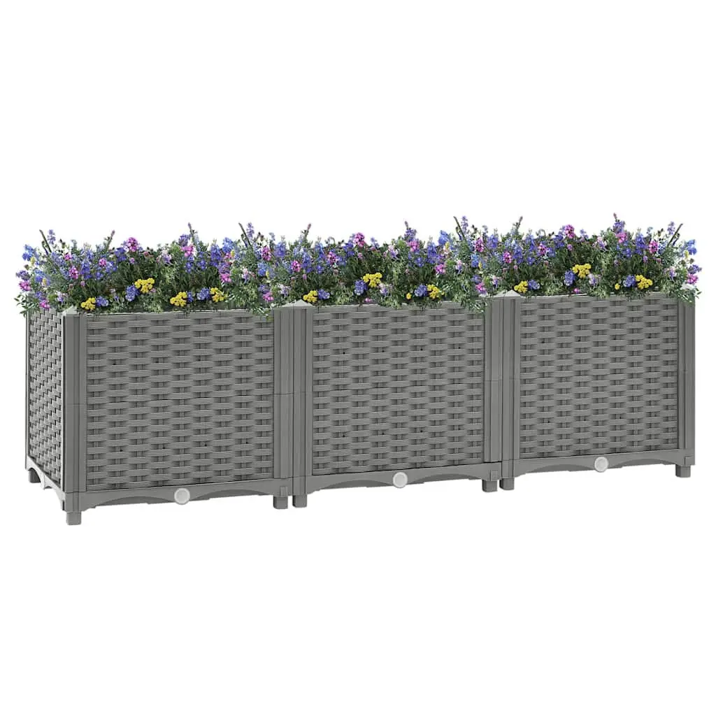 Raised Garden Bed 120x40x38cm Grey Polypropylene Planter Box Outdoor
