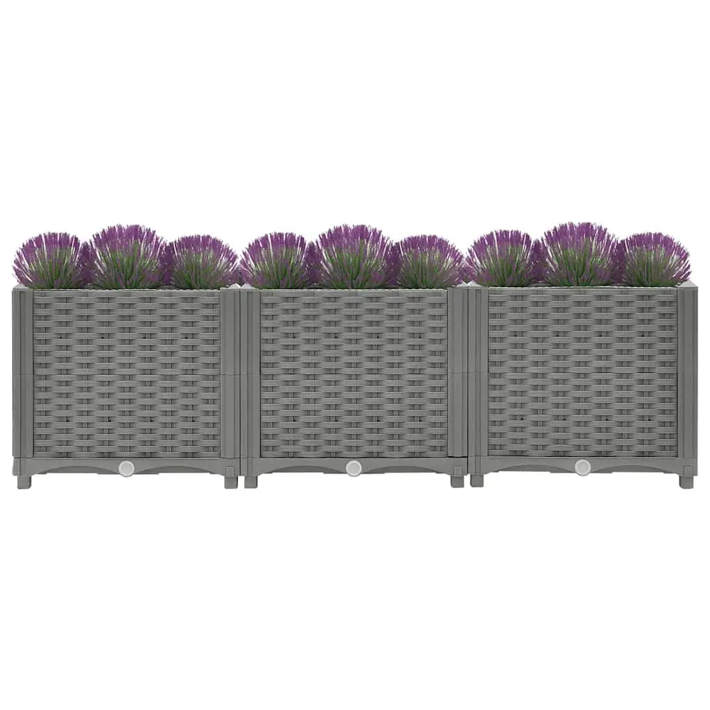 Raised Garden Bed 120x40x38cm Grey Polypropylene Planter Box Outdoor