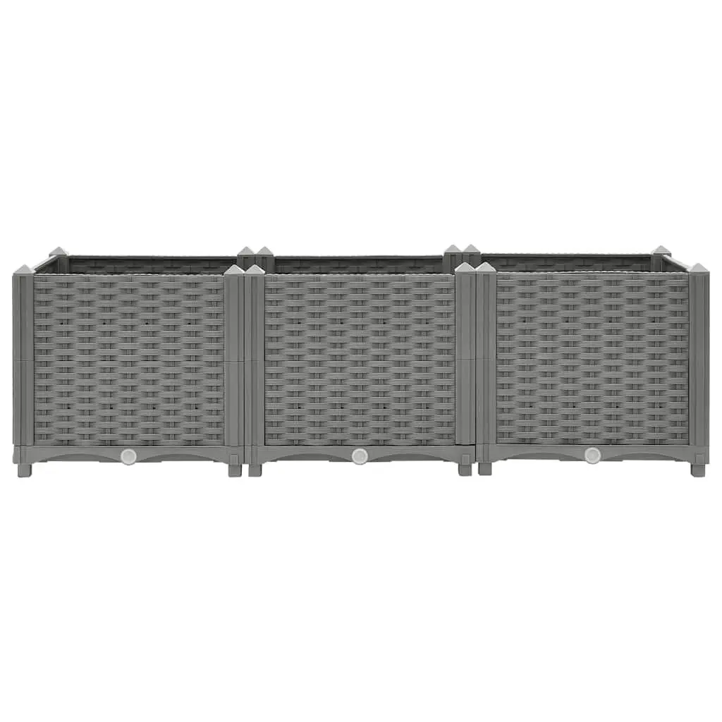 Raised Garden Bed 120x40x38cm Grey Polypropylene Planter Box Outdoor