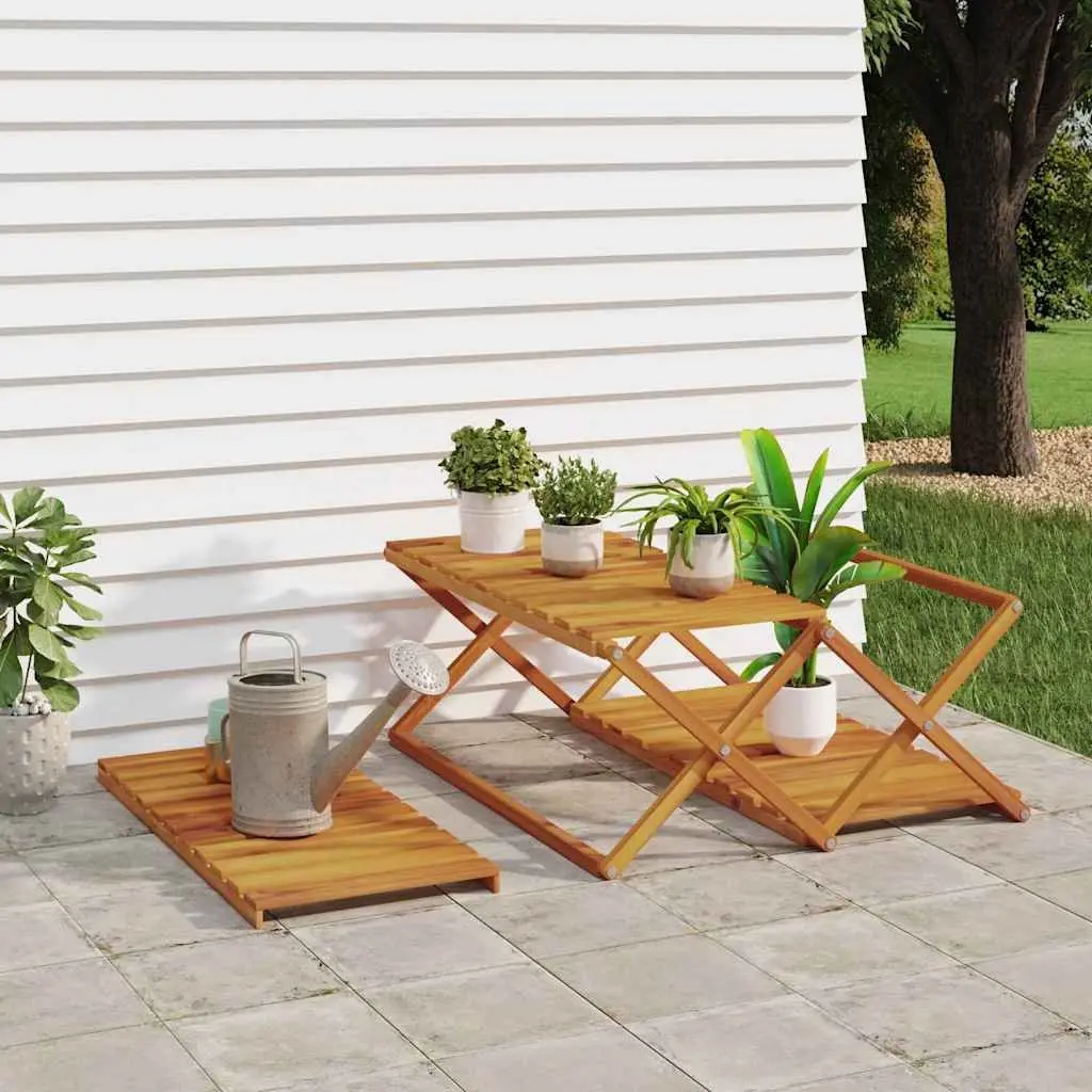 3-Tier Folding Shelf for Living Room Kitchen Brown Wooden Storage Display Unit