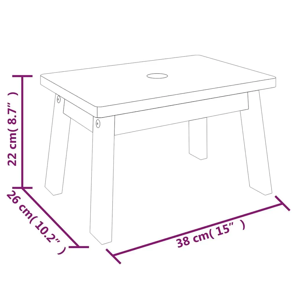 Step Stool Kitchen Bedroom 38x26x22cm Solid Wood Acacia Brown Footrest