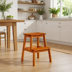 2 Step Stool Dimensions: 40 x 38 x 50 cm, Solid Acacia Wood