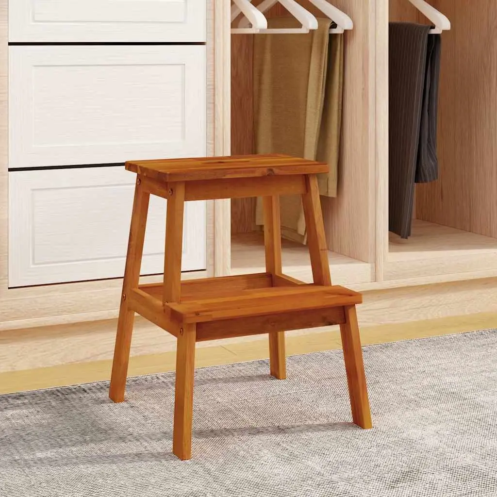 2 Step Stool Wooden Kitchen Bathroom Stepping Stool 40 x 38 x 50 cm