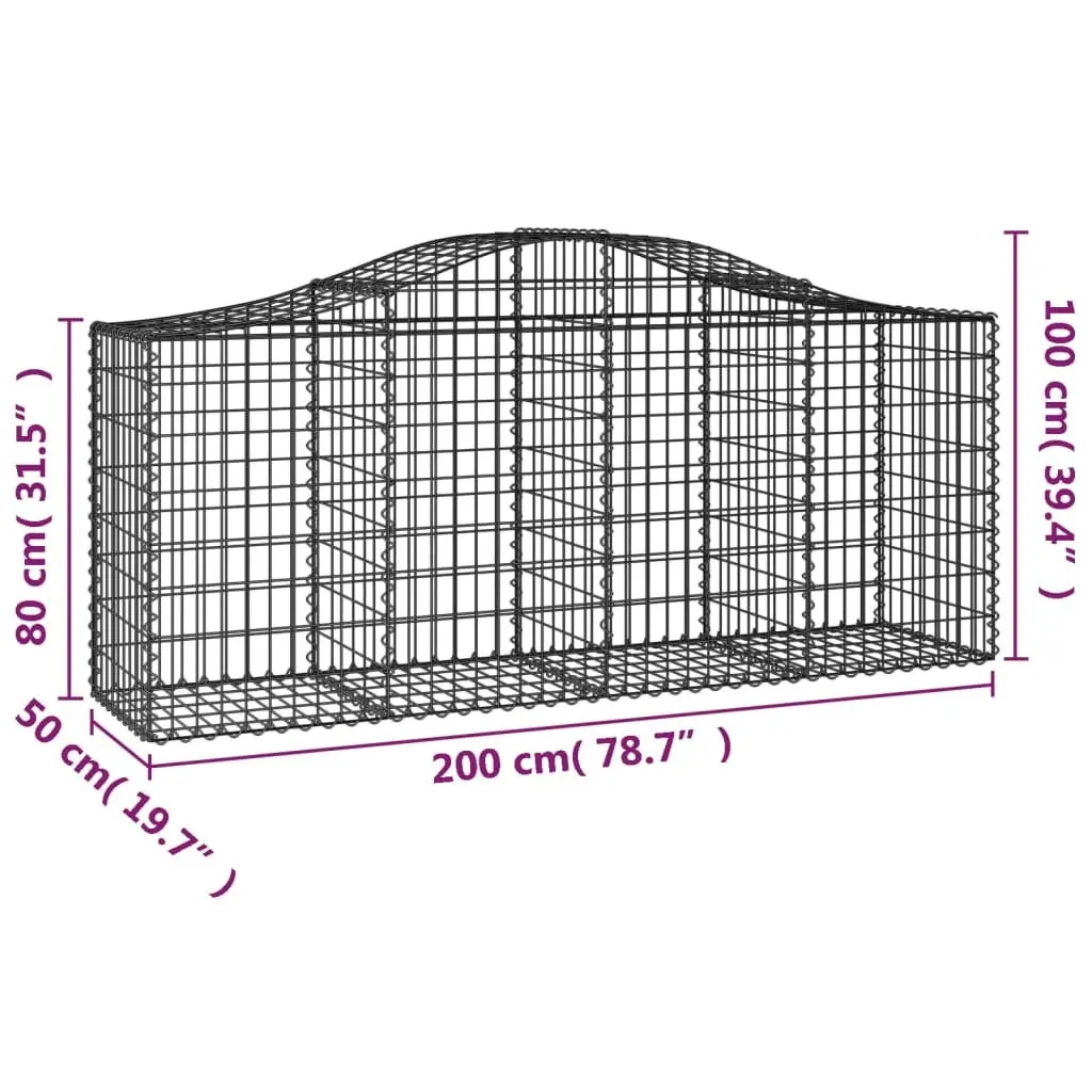 Arched Gabion Basket 200x50x80/100 cm
