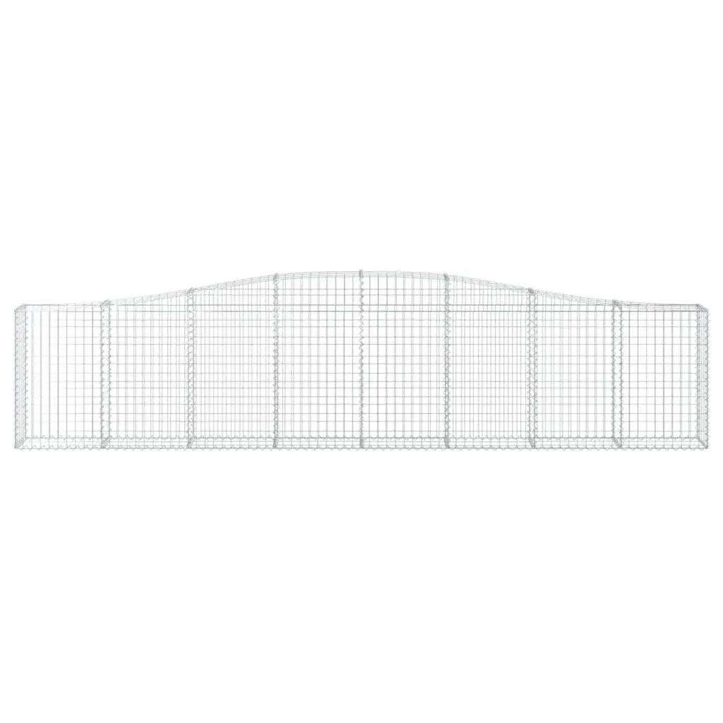 Gabion Basket Garden Barrier Outdoor Retaining Wall Arched 400 x 30 x 80/100 cm Galvanised Iron