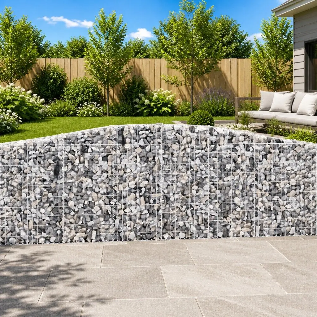 Arched Gabion Basket 400x30x100/120 cm Silver Garden Barrier Retaining Wall