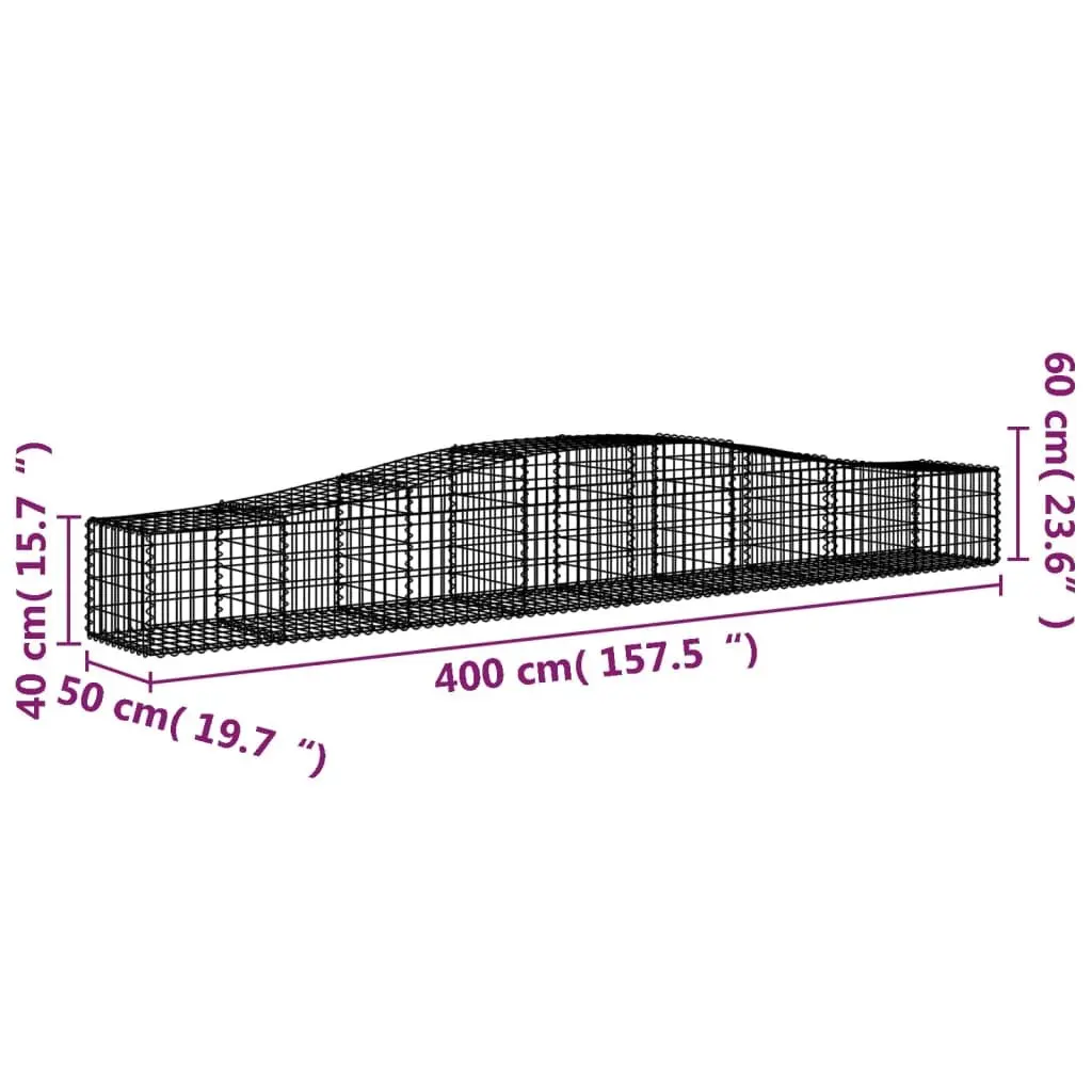 Arched Gabion Basket Garden Barrier 400x50x40/60 cm Decorative Retaining Wall