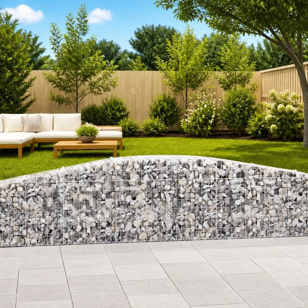 Arched Gabion Basket Garden Barrier Outdoor Planter 400 x 50 x 60/80 cm