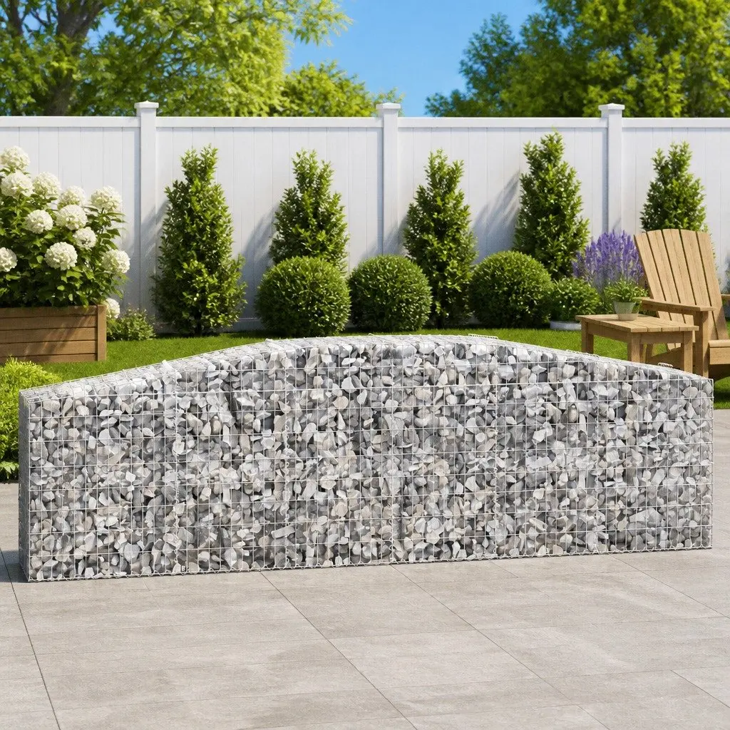 Arched Gabion Basket Garden Barrier 400x50x80/100 cm Decorative Retaining Wall