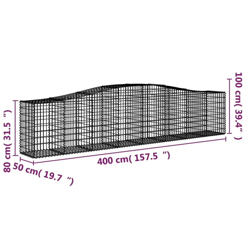 Arched Gabion Basket Garden Barrier 400x50x80/100 cm Decorative Retaining Wall