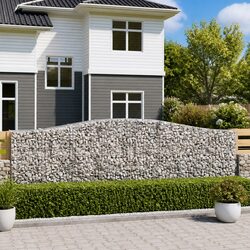 Arched Gabion Basket Dimensions: 400x50x120/140 cm, Silver Iron