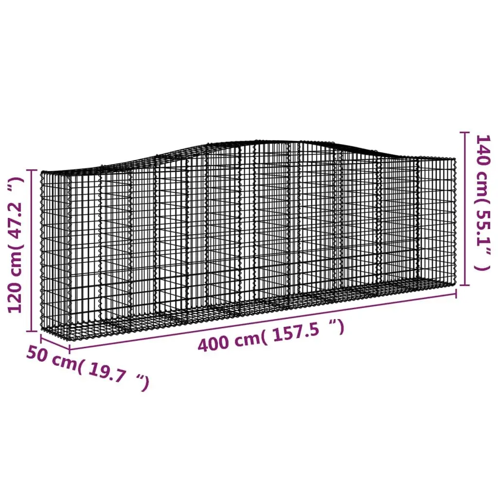 Arched Gabion Basket Garden Barrier 400x50x120140 cm Decorative Retaining Wall