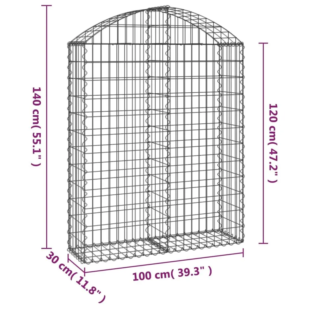 Arched Gabion Basket Garden Barrier 100x30x120140 cm Decorative Retaining Wall