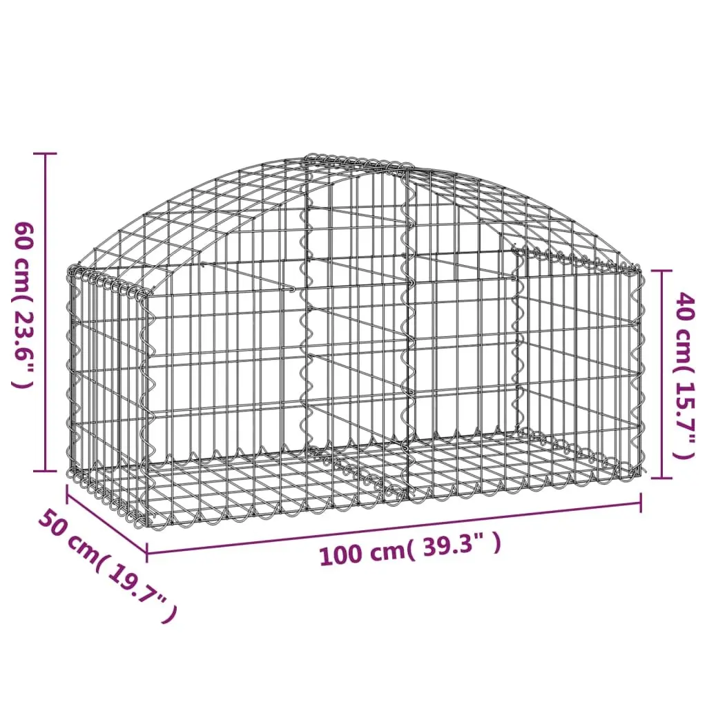 Arched Gabion Basket Garden Barrier Outdoor Decorative Stone Cage 100 x 50 x 40/60 cm