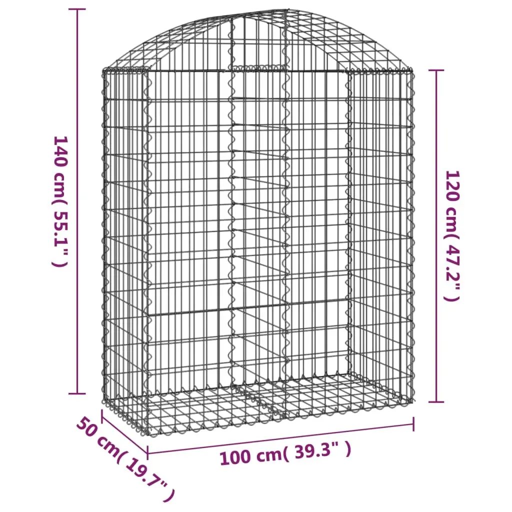 Arched Gabion Basket 100x50x120/140 cm Garden Barrier Retaining Wall Decorative