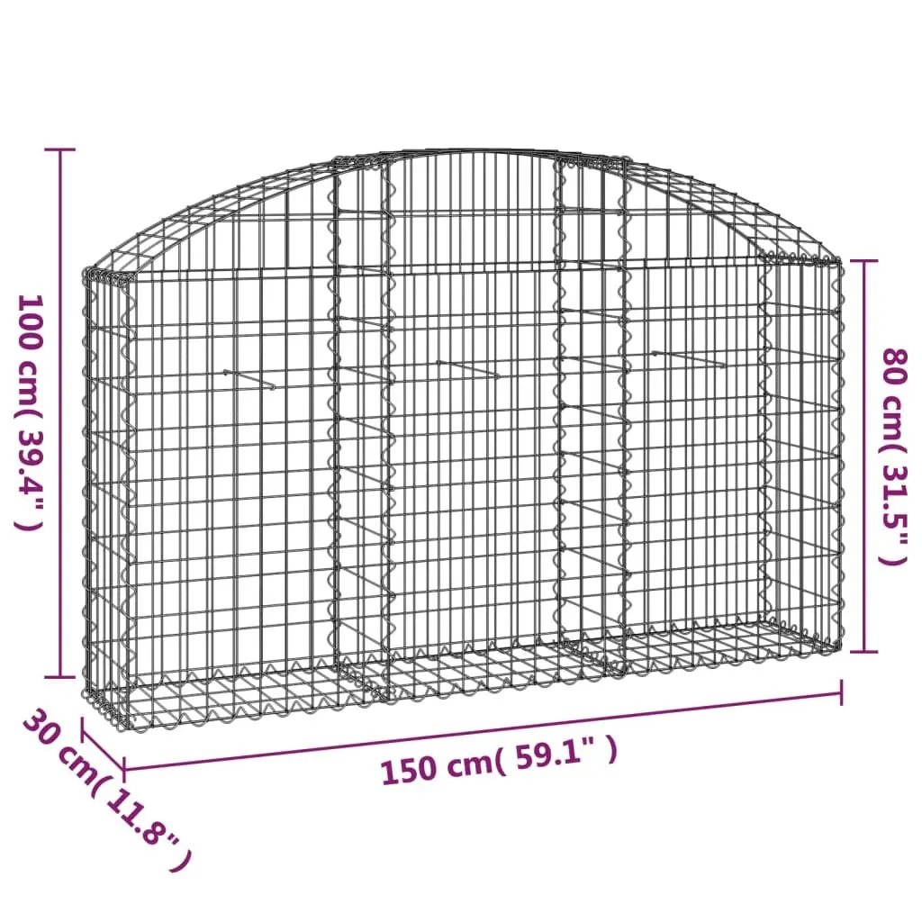 Arched Gabion Basket 150x30x80/100 cm for Landscaping
