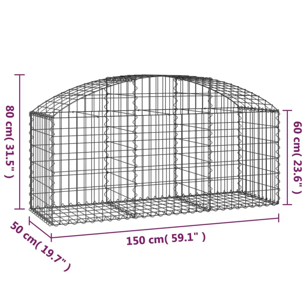 Gabion Basket Garden Barrier 150x50x60/80 cm Decorative Retaining Wall