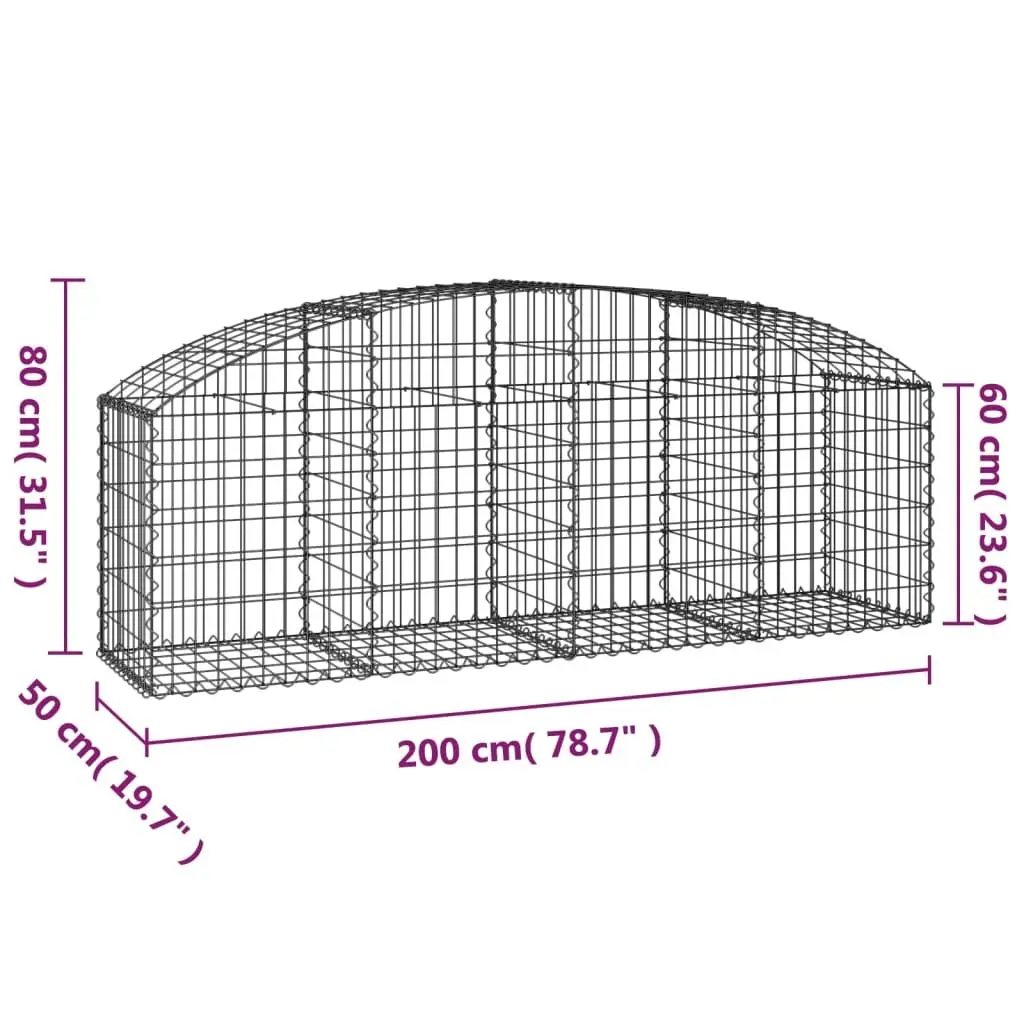 Arched Gabion Basket Garden Barrier 200x50x60/80cm