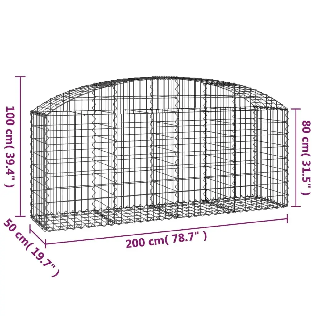Arched Gabion Basket Garden Barrier 200x50x80/100 cm Decorative Retaining Wall