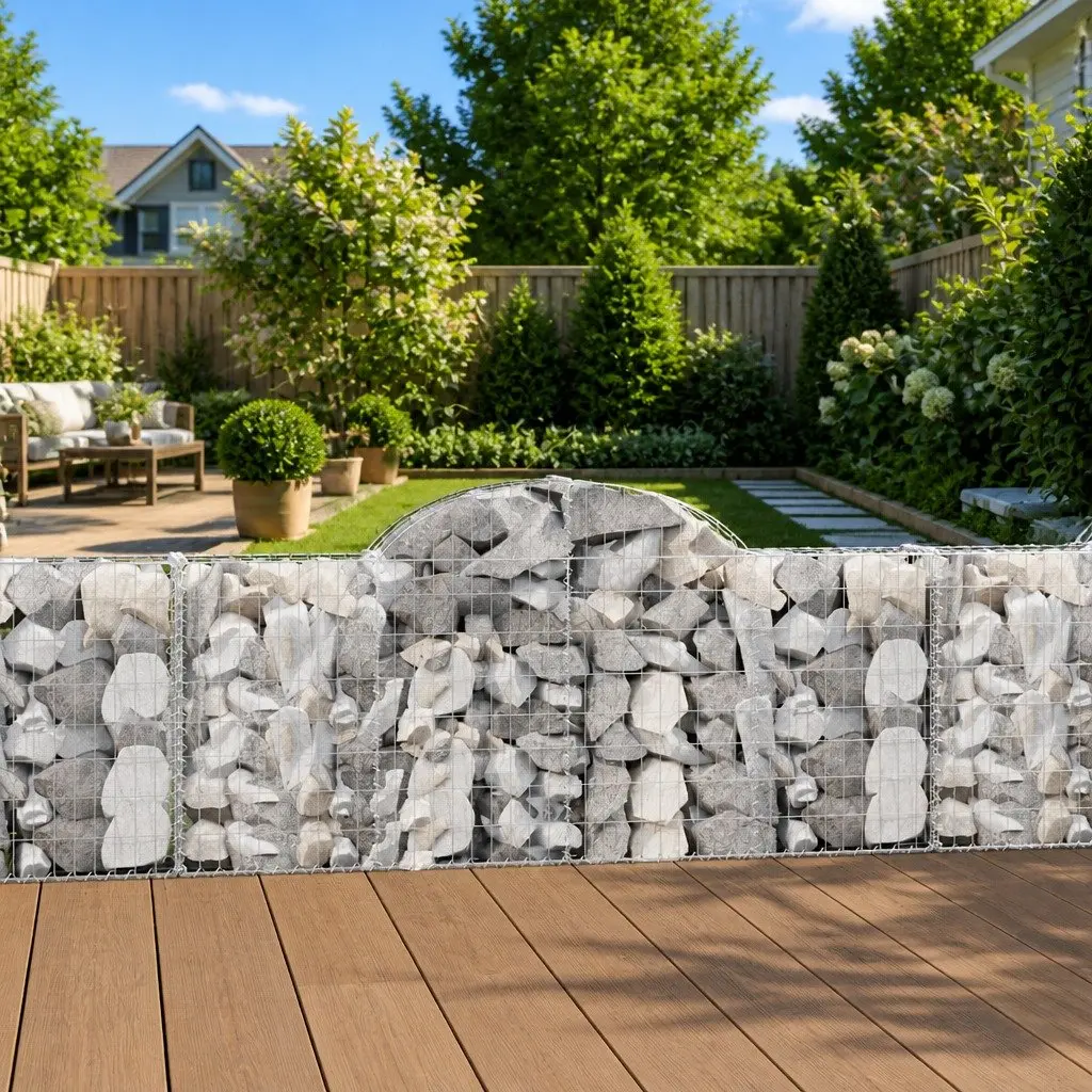 Arched Gabion Basket Garden Barrier 200x30x80/100 cm
