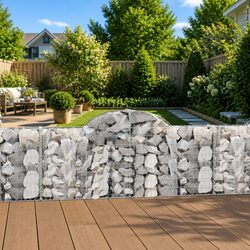 Arched Gabion Basket Specifications: 200x30x80/100 cm, Silver
