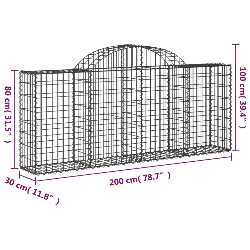 Arched Gabion Basket Garden Barrier 200x30x80/100 cm