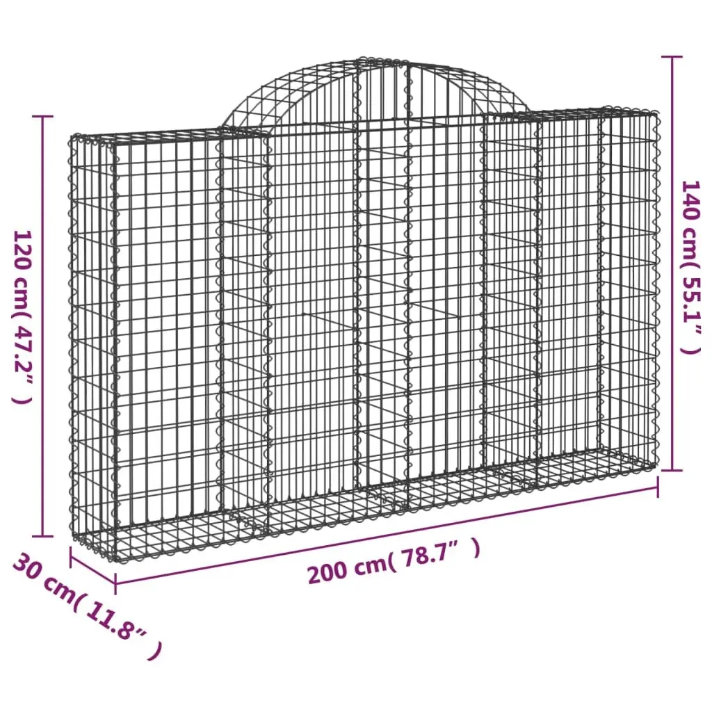 Arched Gabion Basket Garden Barrier Retaining Wall Outdoor Cage 200 x 30 x 120/140 cm