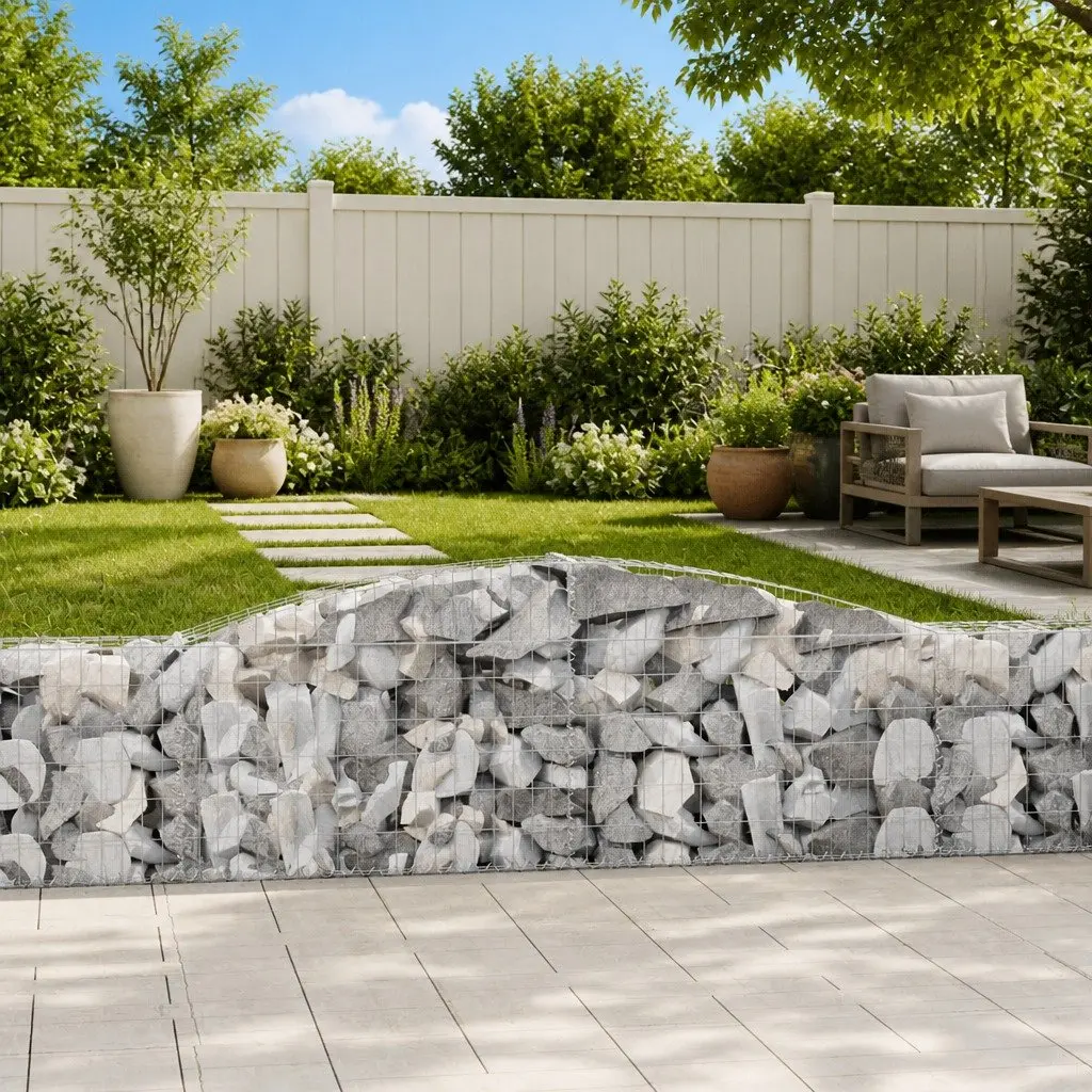 Arched Gabion Basket Garden Barrier 400x30x60/80 cm Decorative Retaining Wall
