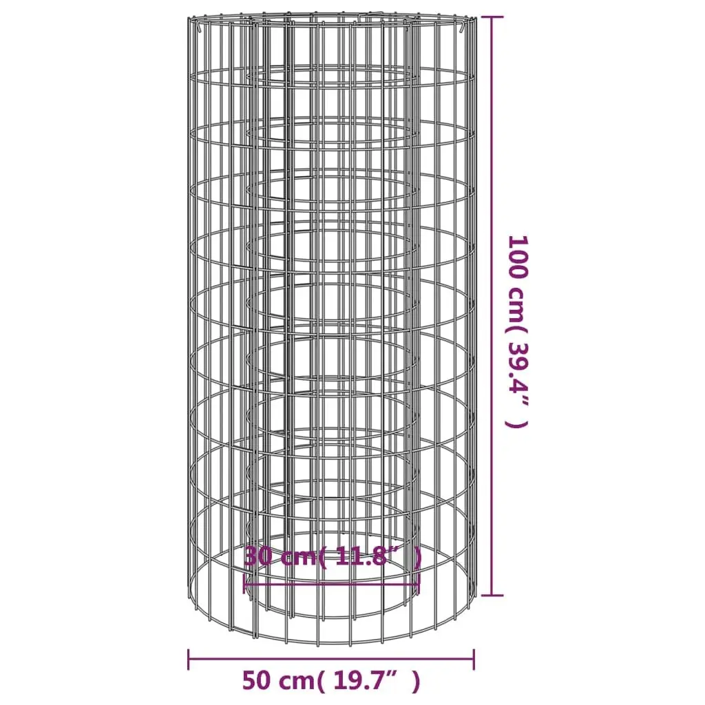 Gabion Fire Pit 50cm Round Garden Patio Outdoor Fireplace Heater Silver