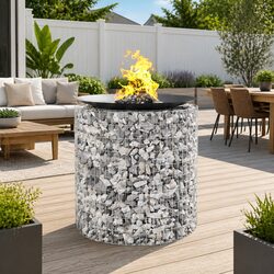 Gabion Fire Pit Specifications: 100cm Diameter, Iron Material