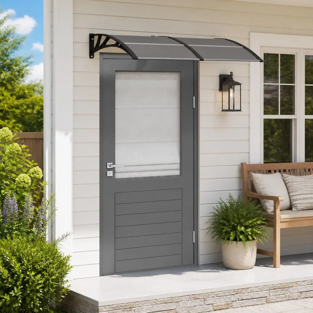 Door Canopy for Entrance 150x100cm Black Polycarbonate Awning