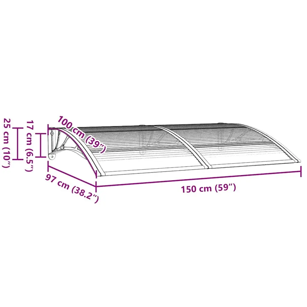 Door Canopy for Entrance 150x100cm Black Polycarbonate Awning
