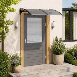 Door Canopy Specifications: 150x75cm Black Polycarbonate Awning