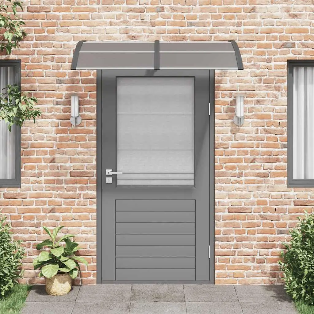 Door Canopy 150x75cm Black Polycarbonate Awning Porch Shelter Weather Protection
