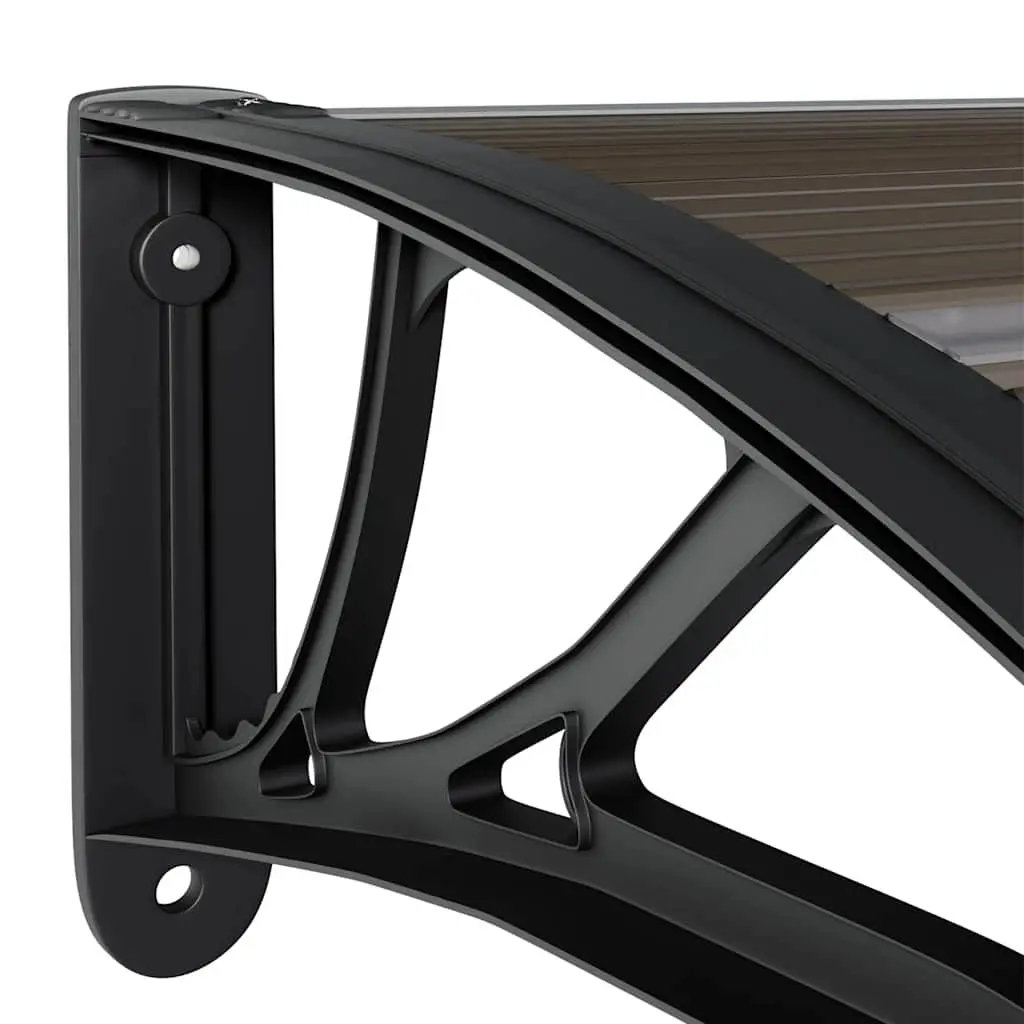 Door Canopy 150x75cm Black Polycarbonate Awning Porch Shelter Weather Protection
