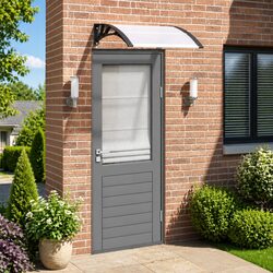 Door Canopy Black Transparent 80x75cm Polycarbonate Awning Porch Shelter