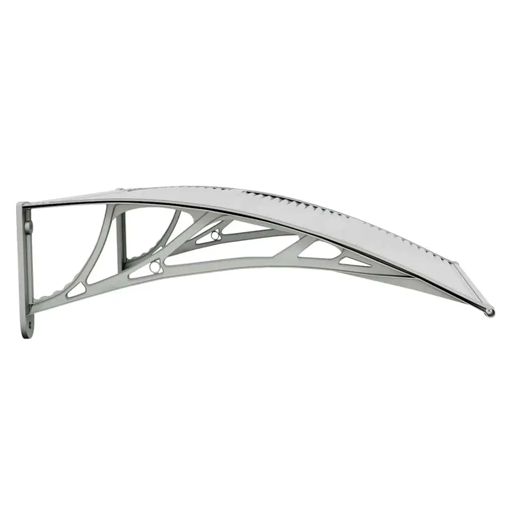 Door Canopy 80x75 cm Grey Transparent Polycarbonate Awning Porch Shelter