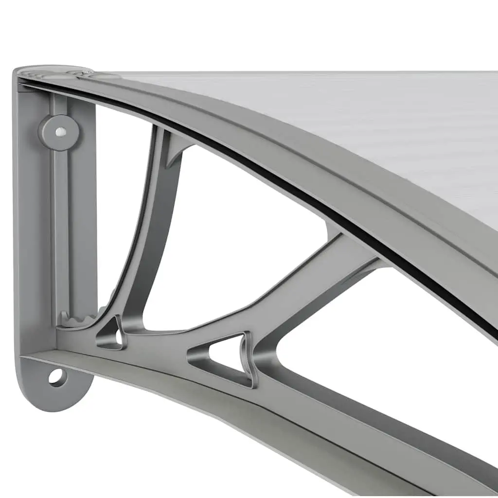 Door Canopy 80x75 cm Grey Transparent Polycarbonate Awning Porch Shelter
