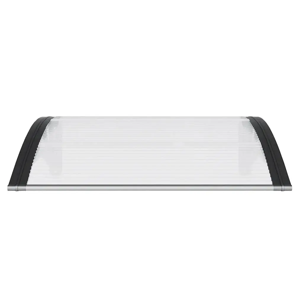 Door Canopy 100x75cm Black Polycarbonate Front Entrance Porch Awning Weather