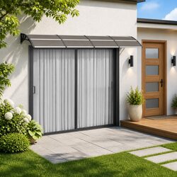 Black Polycarbonate Door Canopy with Dimensions 350 x 75 cm