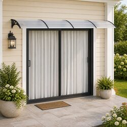 400x75 cm Door Canopy – Black Hollow Polycarbonate Awning