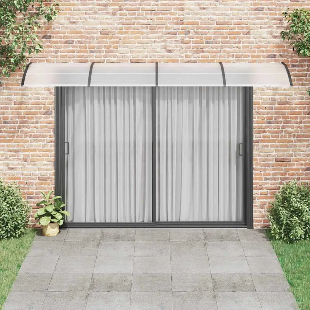 Door Canopy Awning 400x100cm Black Polycarbonate Porch Shelter Outdoor Entrance